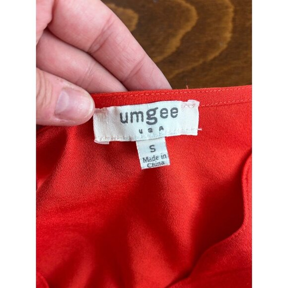 Umgee Coral Scarlet Scalloped V-Neck Side Tie Flare Relaxed Fit Romper S - Picture 6 of 8